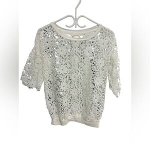 Joe Fresh Elegant White Lace Top